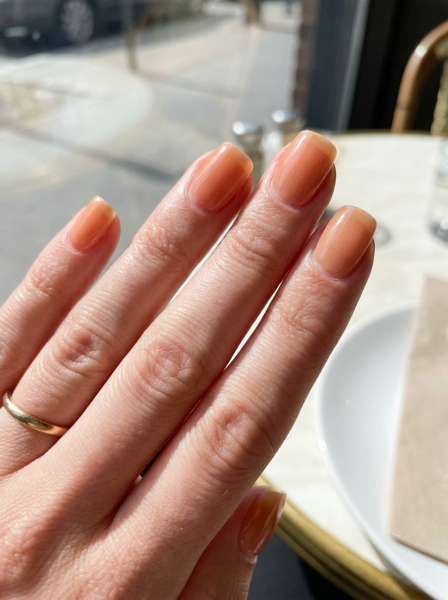 Apricot Glaze Square Nails